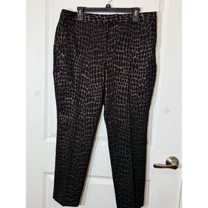 Worthington Women's Slim Leg Pants Black Copper Animal Print Size 14